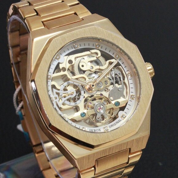 Men's Integrated Bracelet Sports Watch  Automatic See Through Dial, Back 41mm - Picture 5 of 15